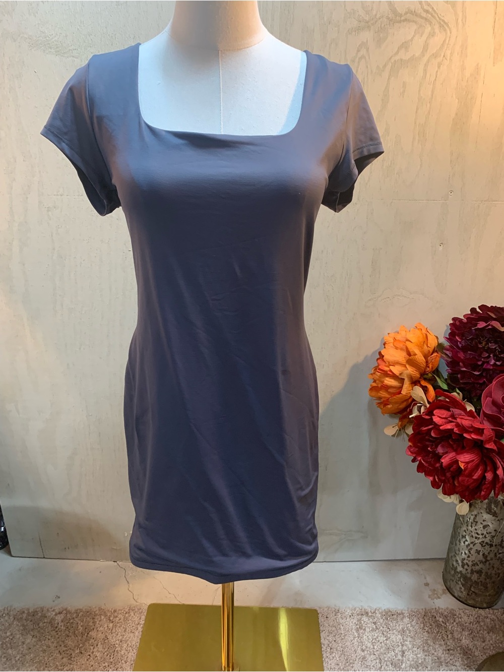 Aeropostale Slate Blue Square Neck Mini Dress